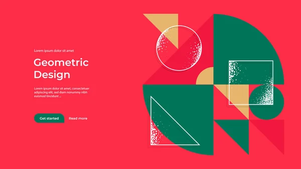 Geometric Background Squares Triangles Composition Abstract Cover Landing Page Red — Stock Vector