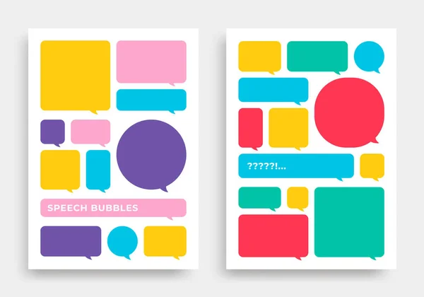 Plakat Mit Bunten Sprechblasen Leuchtende Farben Botschaften Vektor — Stockvektor