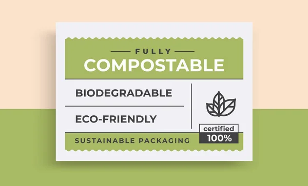 Compostable Label Vintage Template Packaging Design Eco Friendly Material Recycle — Stock Vector