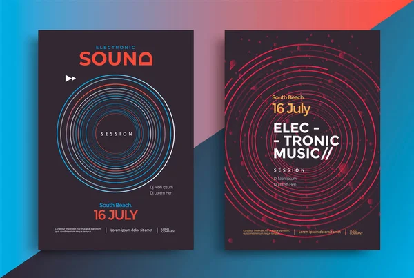 Modernes Musikfestival Plakatdesign Mit Kreislinien Erzeugt Einen Dynamischen Effekt Electronic — Stockvektor