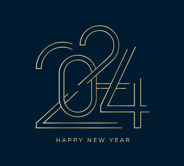 Año Nuevo 2024 Tipografía Oro Diseño Tarjeta Felicitación Sobre Fondo Ilustración De Stock