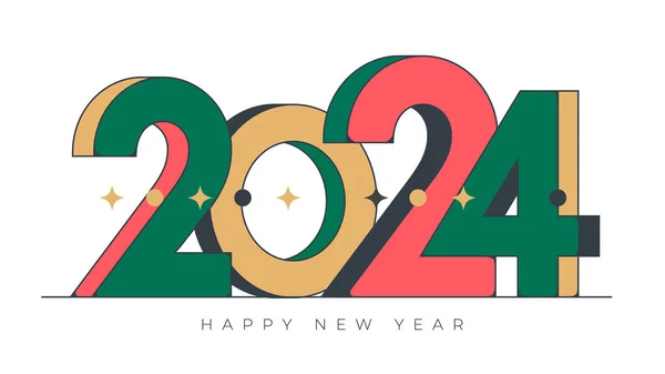 Tipografía Retro Logo 2024 Para Celebración Decoración Temporada Ilustraciones de stock libres de derechos