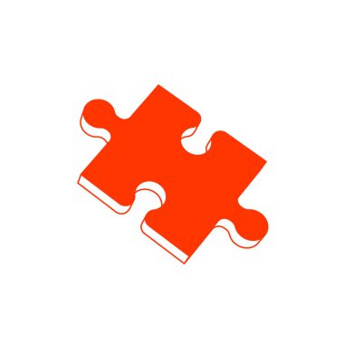 Tek bir kırmızı yapboz parçası ve üç boyutlu ana hatları var. Sorun çözme, takım çalışması ve iş ve eğitimdeki çözümlerin asgari temsiliyeti