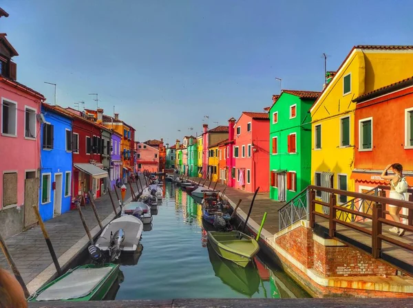 Burano Italy 2023 Venice Landmark Burano Island Canal Colorful Houses — Stock Photo, Image