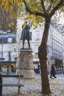 PARIS, FRANCE - 19 Kasım 2023: sonbahar Paris. Sarı yapraklar