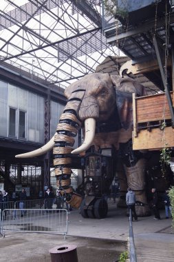 NANTES, FRANCE - April 13, 2024: Machines of the Island of Nantes - an art, cultural and tourism project, a collection of giant mechanical sculptures clipart