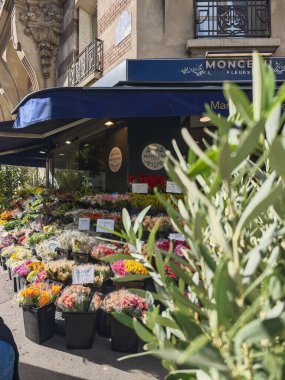 PARIS, FRANCE - 27 Eylül 2024: Paris 'teki çiçekçi