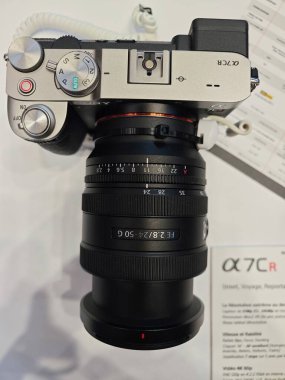 PARIS, FRANCE - October 11, 2024: Sony a7R camera at Salon de la Photo, photo and video event at La Villette in Paris 2024. clipart