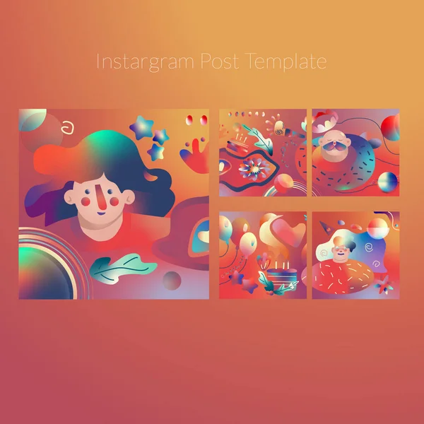 Hand drawn celebration instagram posts collection
