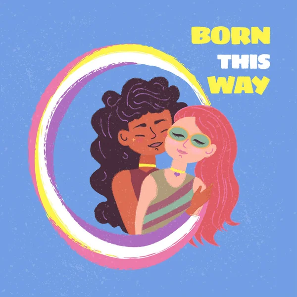 lgbt bayraklı güzel lezbiyen çift