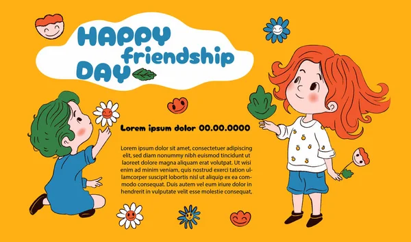 Invitation template for international friendship day celebration with cute kids