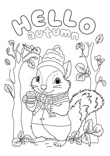 Desenho Para Colorir Com Esquilo — Fotografia de Stock