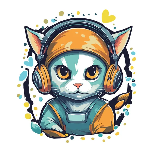 Vettore Questa Adorabile Illustrazione Presenta Gatto Con Design Shirt Gamepad — Foto Stock