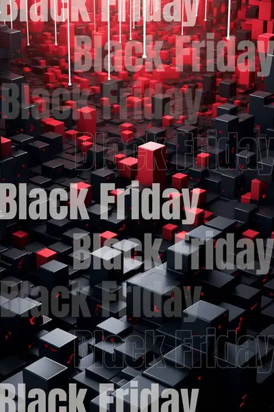 Black Friday Kırmızı Siyah Küpler Arkaplanlı Görüntü — Stok fotoğraf