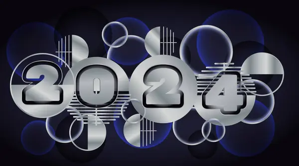 Mutlu yıllar 2024. Geometrik şekilli soyut bir arkaplan. Vektör illüstrasyonu.