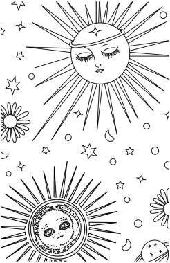 El çizimi mistik sayfa illüstrasyonu