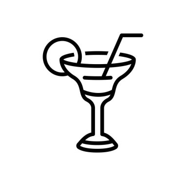 Kokteyl için siyah çizgi simgesi 