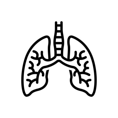 Akciğer için siyah çizgi simgesi 