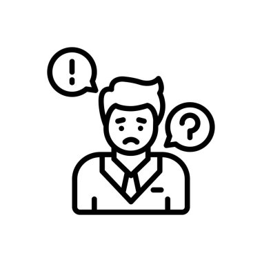 Endişe için siyah çizgi simgesi 