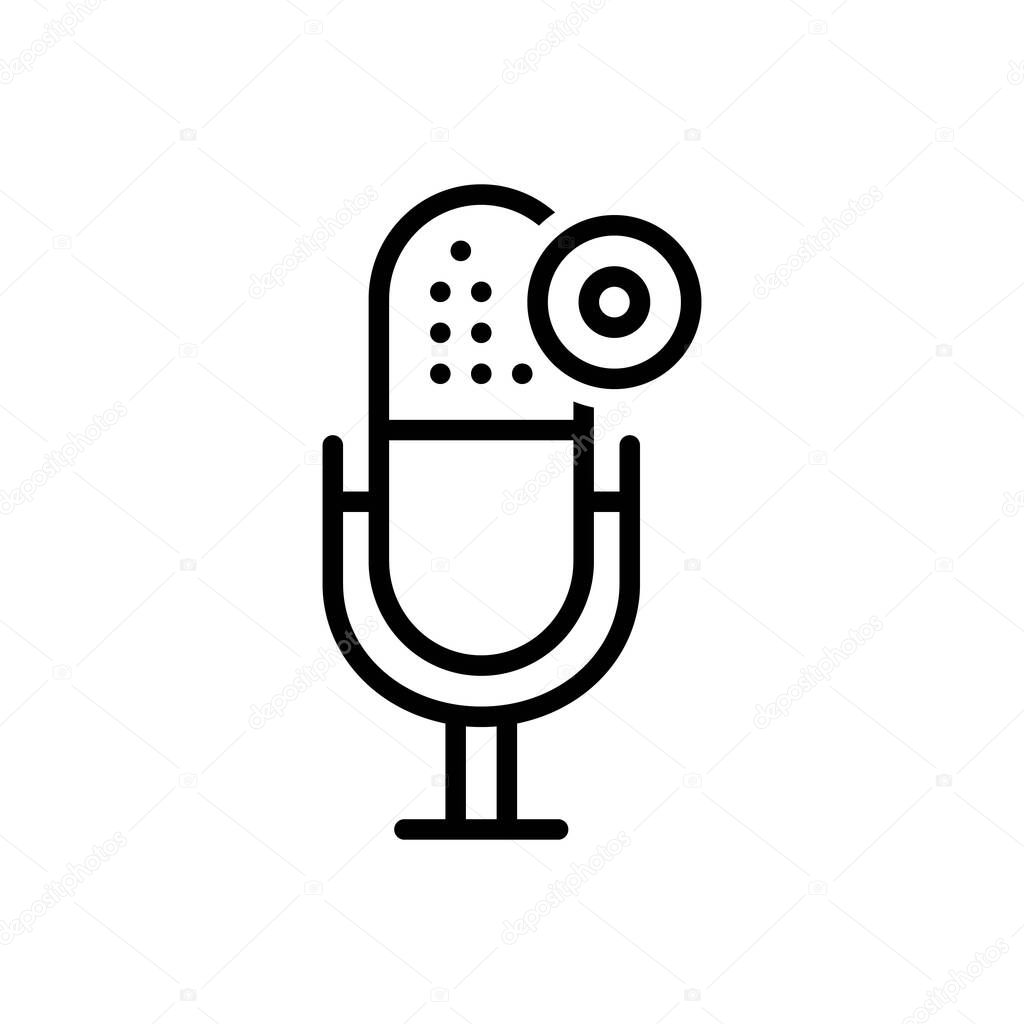 Black line icon for mic