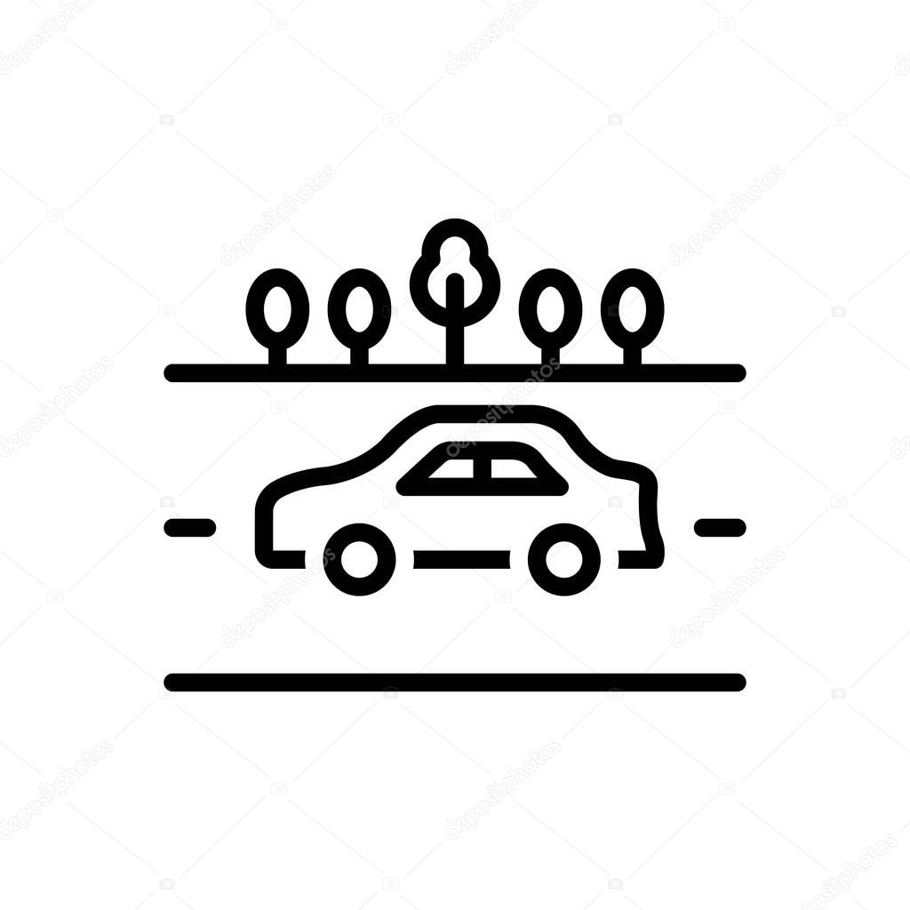Black line icon for car