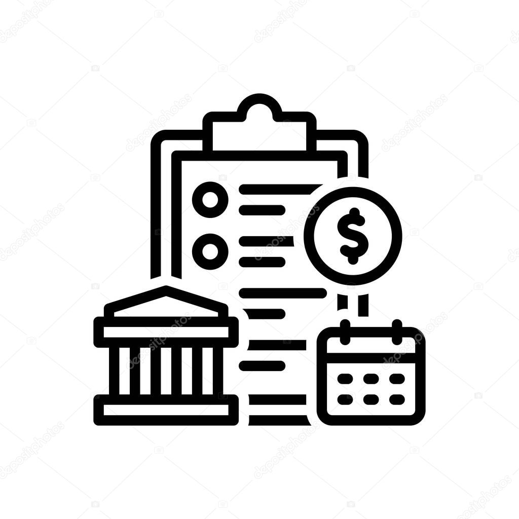 Black line icon for payment shee