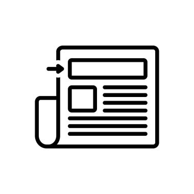 Gazete için siyah çizgi simgesi