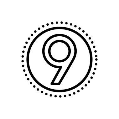 Dokuz için siyah çizgi simgesi 