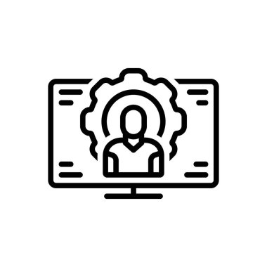 Yönetim için siyah çizgi simgesi