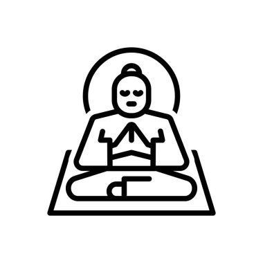 Meditasyon için siyah çizgi simgesi 