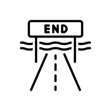 Bitiş için siyah çizgi simgesi