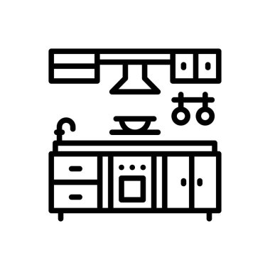 Mutfak için siyah çizgi simgesi 