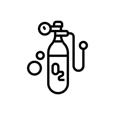 Oksijen için siyah çizgi simgesi