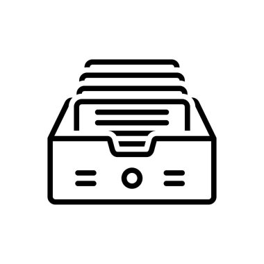 Belgelenmiş dosya için siyah çizgi simgesi