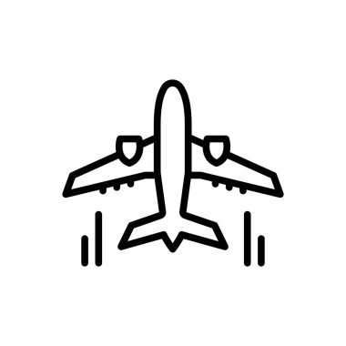 Uçuş için siyah çizgi simgesi