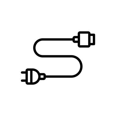 Kablolama için siyah çizgi simgesi