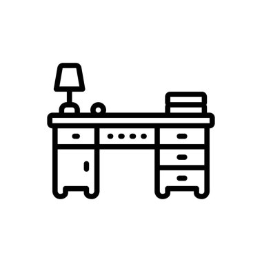 Masa için siyah çizgi simgesi