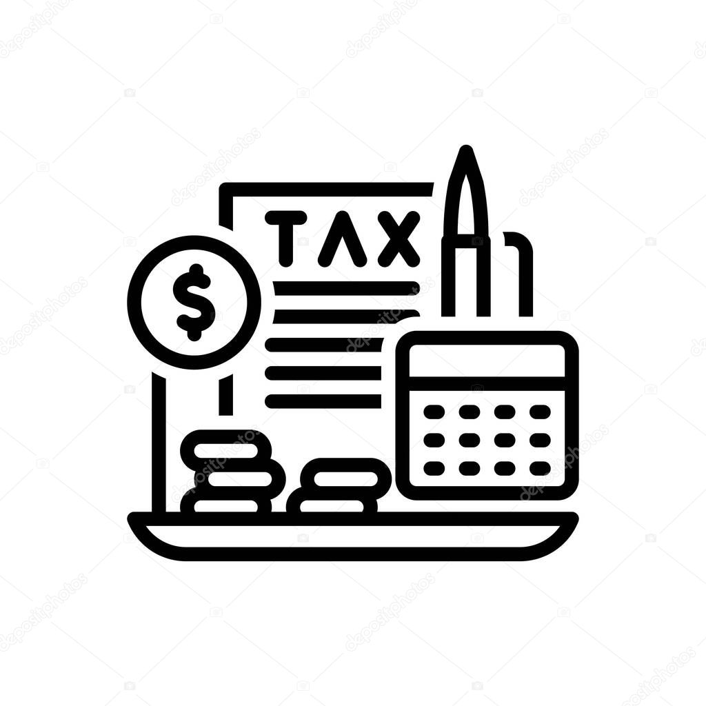 Black line icon for fiscal