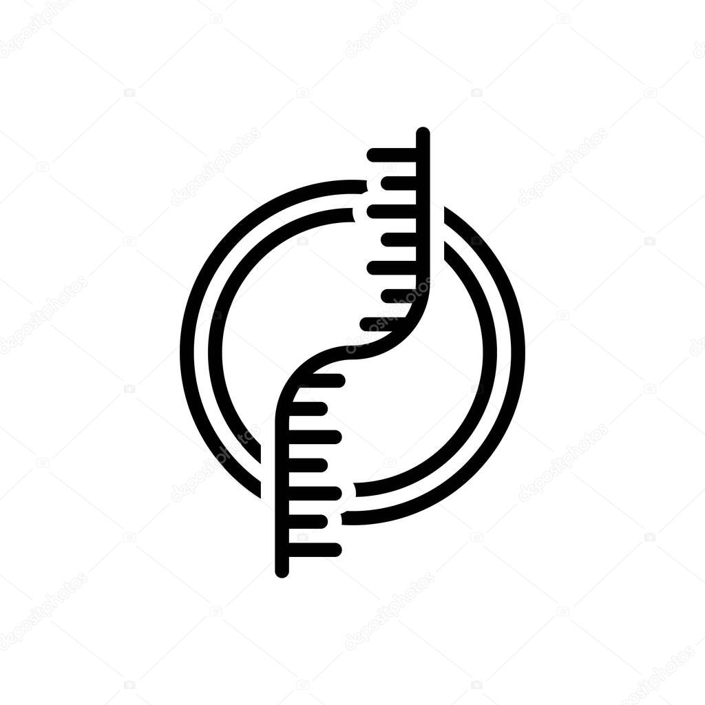 Black line icon for dna