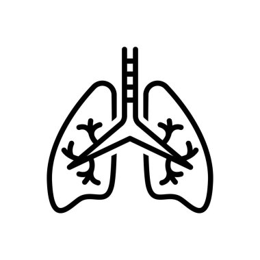 Solunum için siyah çizgi simgesi 