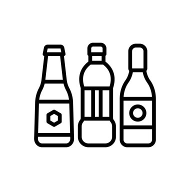 Şişeler için siyah çizgi simgesi 