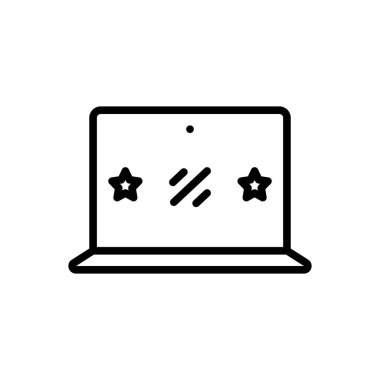 Dizüstü bilgisayar için siyah çizgi simgesi 