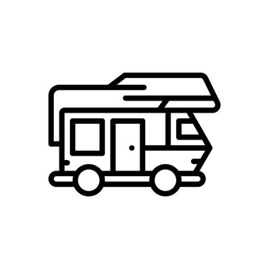 Karavan için siyah çizgi simgesi 