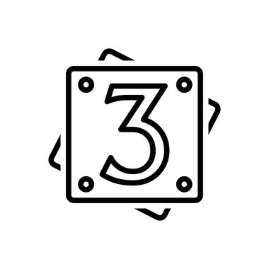 Üç için siyah çizgi simgesi