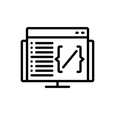 Kodlama için siyah çizgi simgesi 