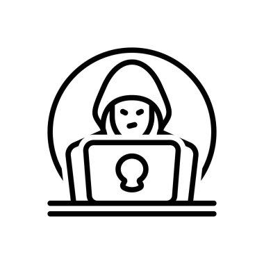 Hacker için siyah çizgi simgesi 