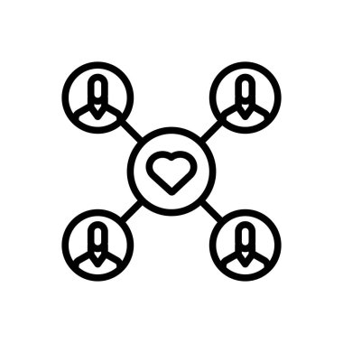 Ortaklık için siyah çizgi simgesi 