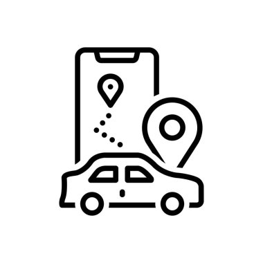 Güzergah için siyah çizgi simgesi 