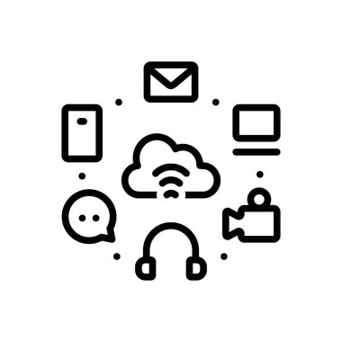 İletişim için siyah çizgi simgesi 