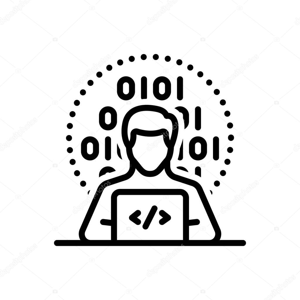 Black line icon for programmer